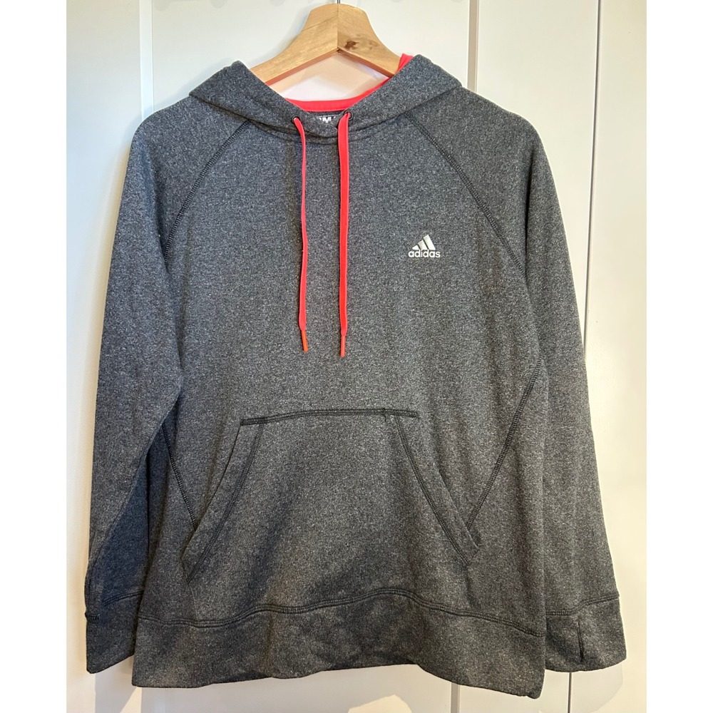 Adidas Ultimate Hoodie Womens L Gray orange Climawarm Heathered
Pullover